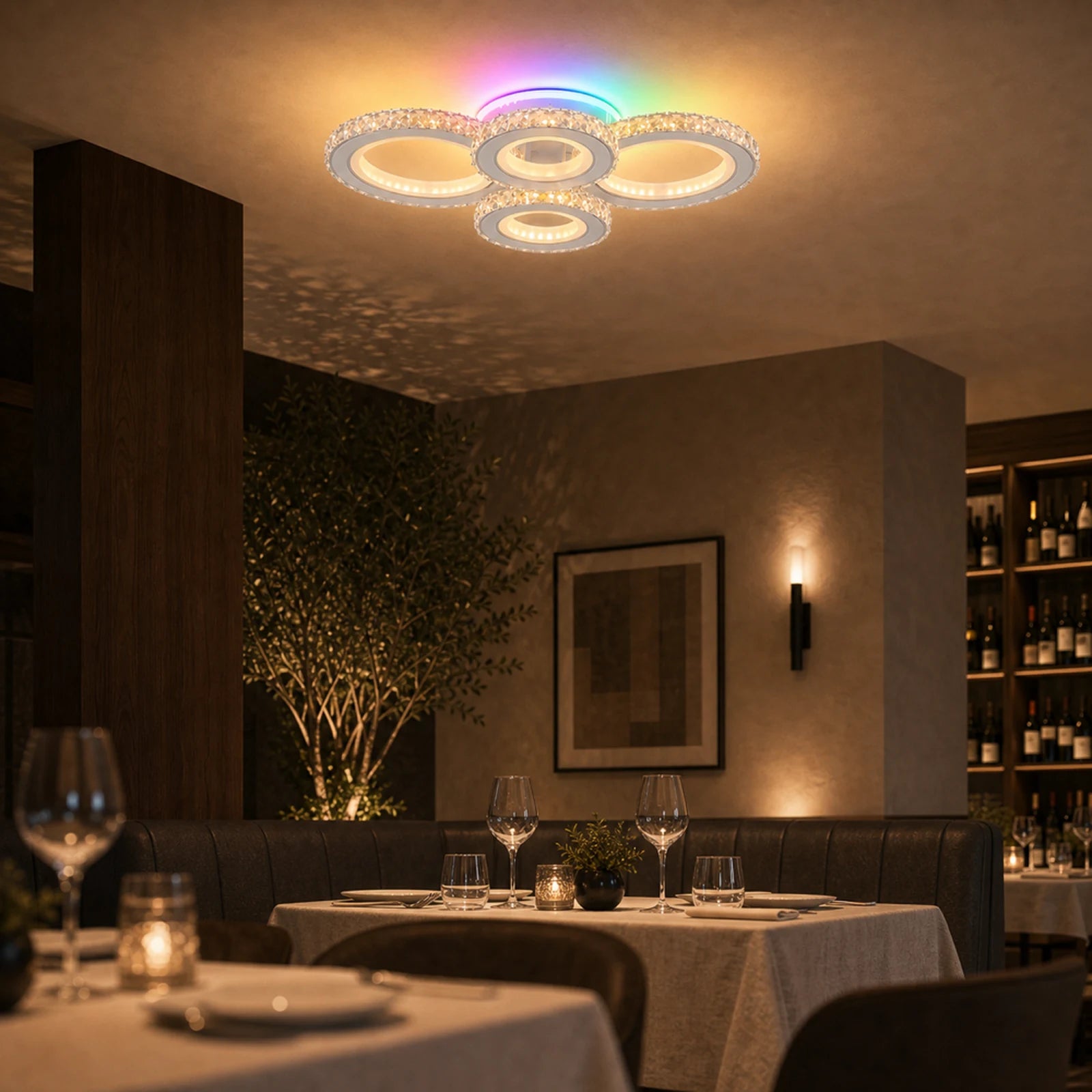 Lustra LED cu telecomanda si cristal NOVA ROTONDA RGB 82W, 4 Cercuri, lumina Rece/Calda/Neutra, Dimabila, Alb - 10_LT073-4WH.png