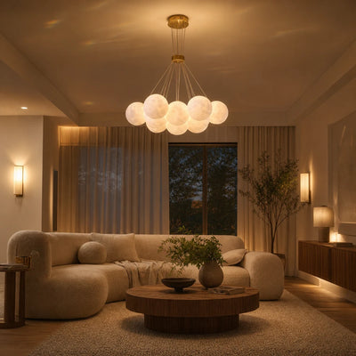 Lampadario MODERN LOFT Bagliore, Globo, 9xE27, Altezza Regolabile, Oro