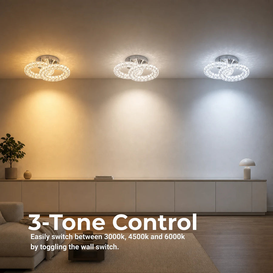 Lampadario a LED e cristallo ZABINA 25W, 2 Cerchi, Luce Fredda/Calda/Neutra, Cromo Lucido - 11_LT062CR.png