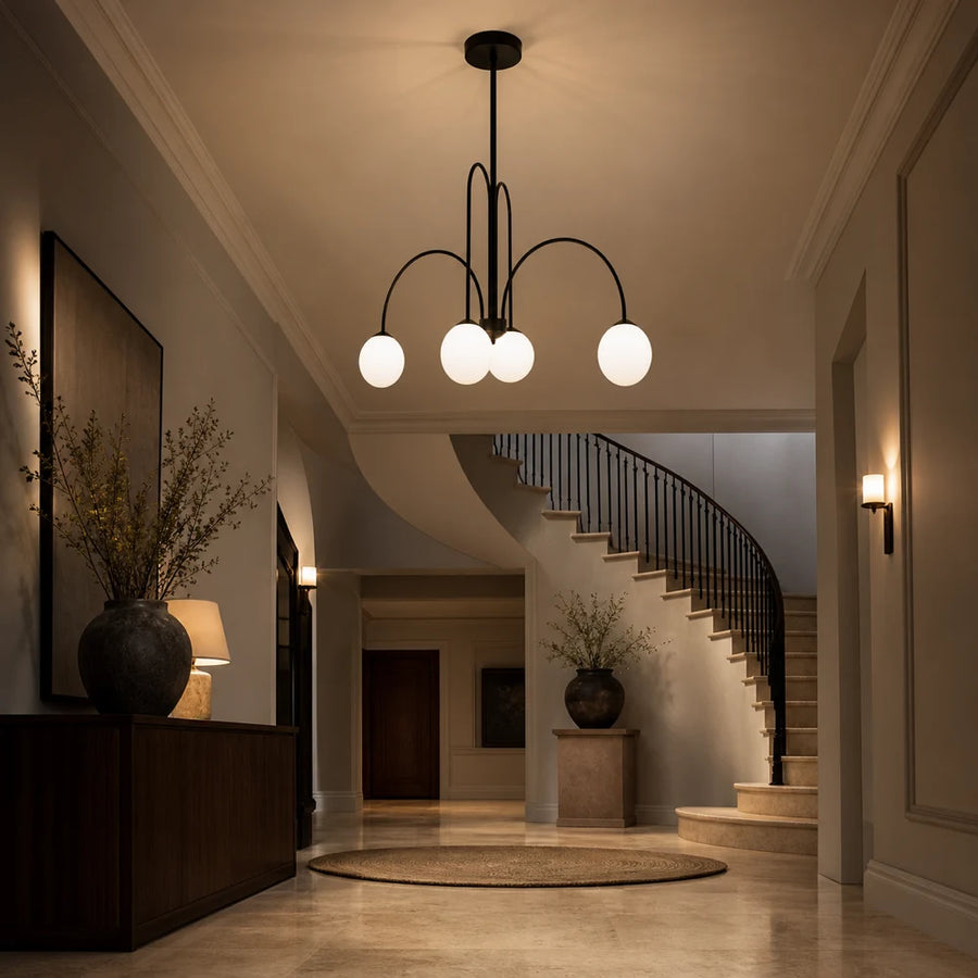 Lampadario con Paralume, Torino, 4xE27, Nero, Metallo - 13_LC850-4BK.png