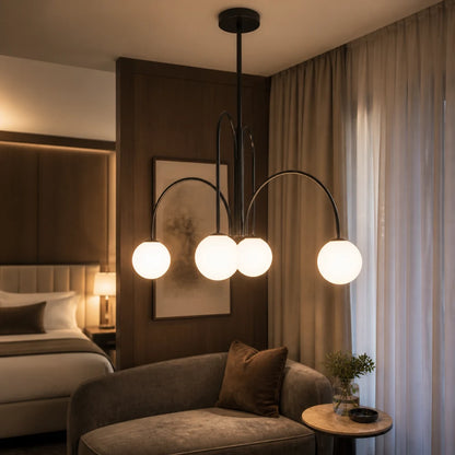 Lampadario con Paralume, Torino, 4xE27, Nero, Metallo - 15_LC850-4BK.png