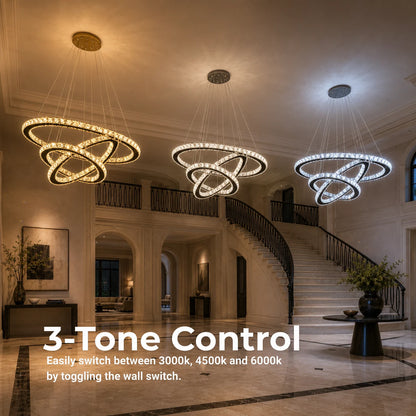 Lampadario LED a sospensione con telecomando e cristallo PRISM LUMINIS 79W, 3 Cerchi, Luce Fredda/Calda/Neutra, Dimmerabile, Cromo, Altezza Regolabile - 15_LT029.png