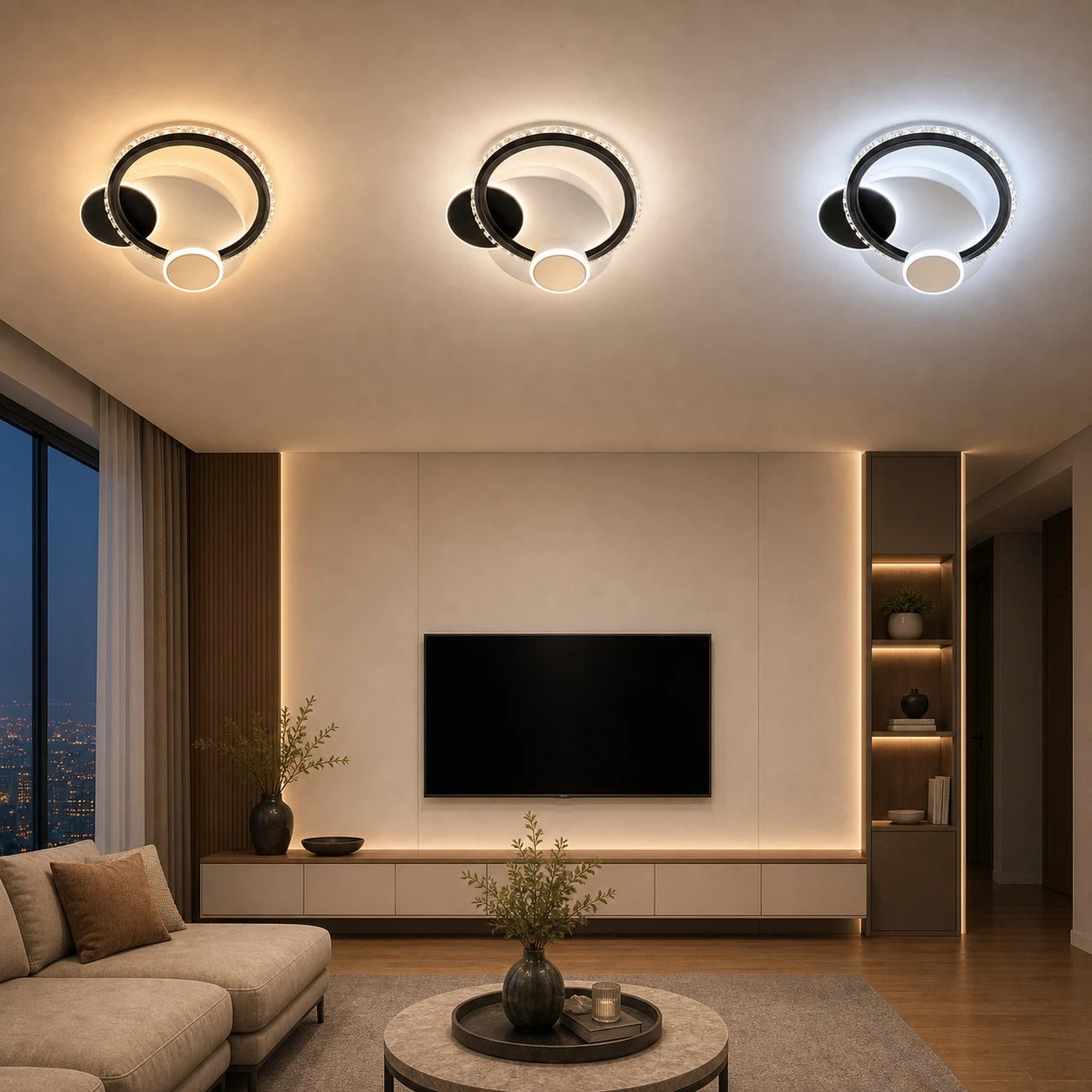 Lampadario LED in cristallo PRISMIQ 45W, 3 Cerchi, Luce Fredda/Calda/Neutra, Nero - 11_LL654-300BK.png