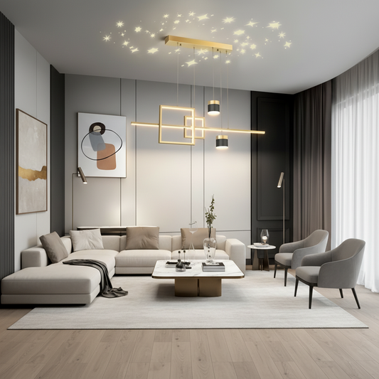 Lampadario a sospensione LED con telecomando DENISSE 81W, Luce Fredda/Calda/Neutra, Dimmerabile, Oro, Altezza regolabile, 2233/4GD Lampadari a LED con telecomando Titolo predefinito Alessandro Design