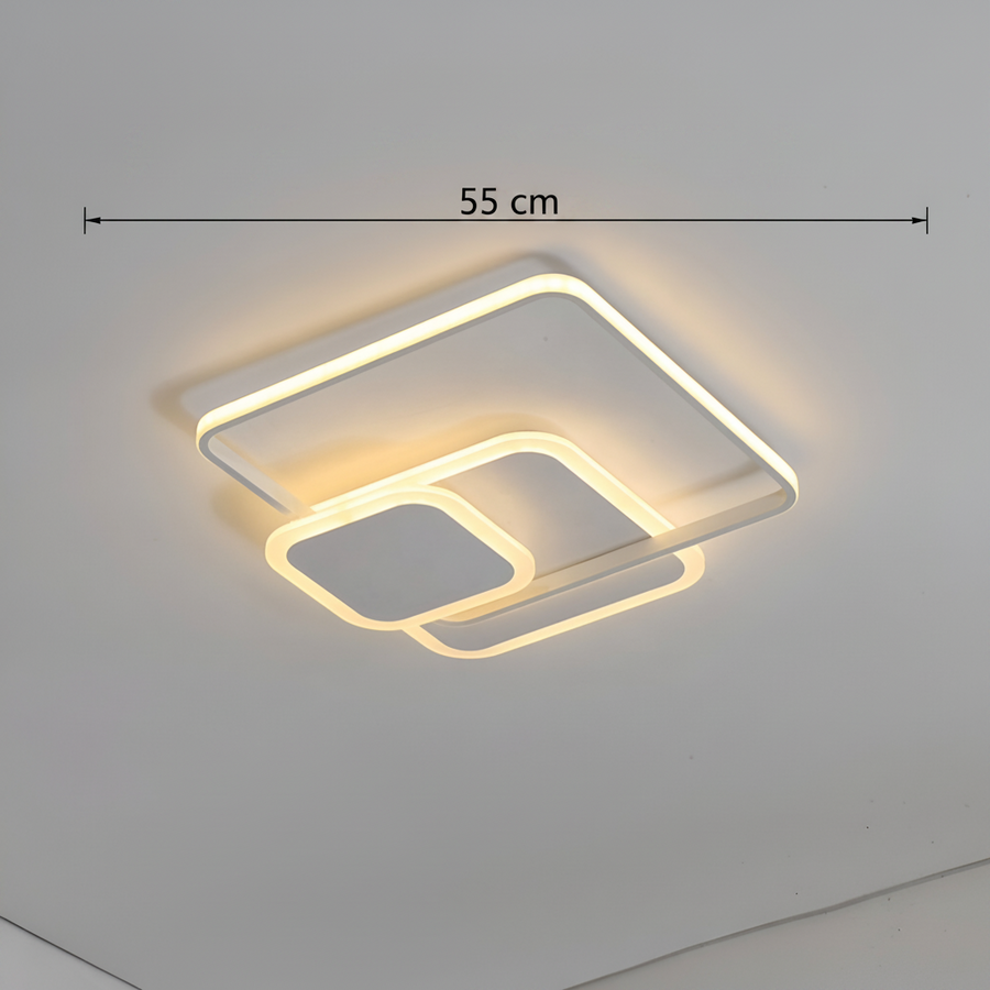 Lampadario a LED con telecomando ANEMONA 75W, 3 Quadrati, Luce Fredda/Calda/Neutra, Dimmerabile, Lampadario a LED Bianco con telecomando Titolo predefinito Alessandro Design