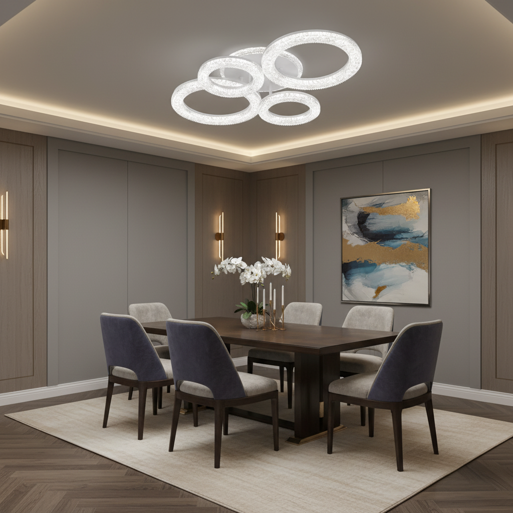 Lampadario LED con Telecomando Linnea, 74W, 3000K/4000K/6000K, Dimmerabile, Bianco, Cristalli Lampadari LED con Telecomando Titolo predefinito Alessandro Design