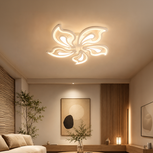 Lustra LED cu telecomanda GLORIOSA 95W, 5 Petale, lumina Rece/Calda/Neutra, Dimabila, Alb Lustre LED cu Telecomanda Default Title Alessandro Design