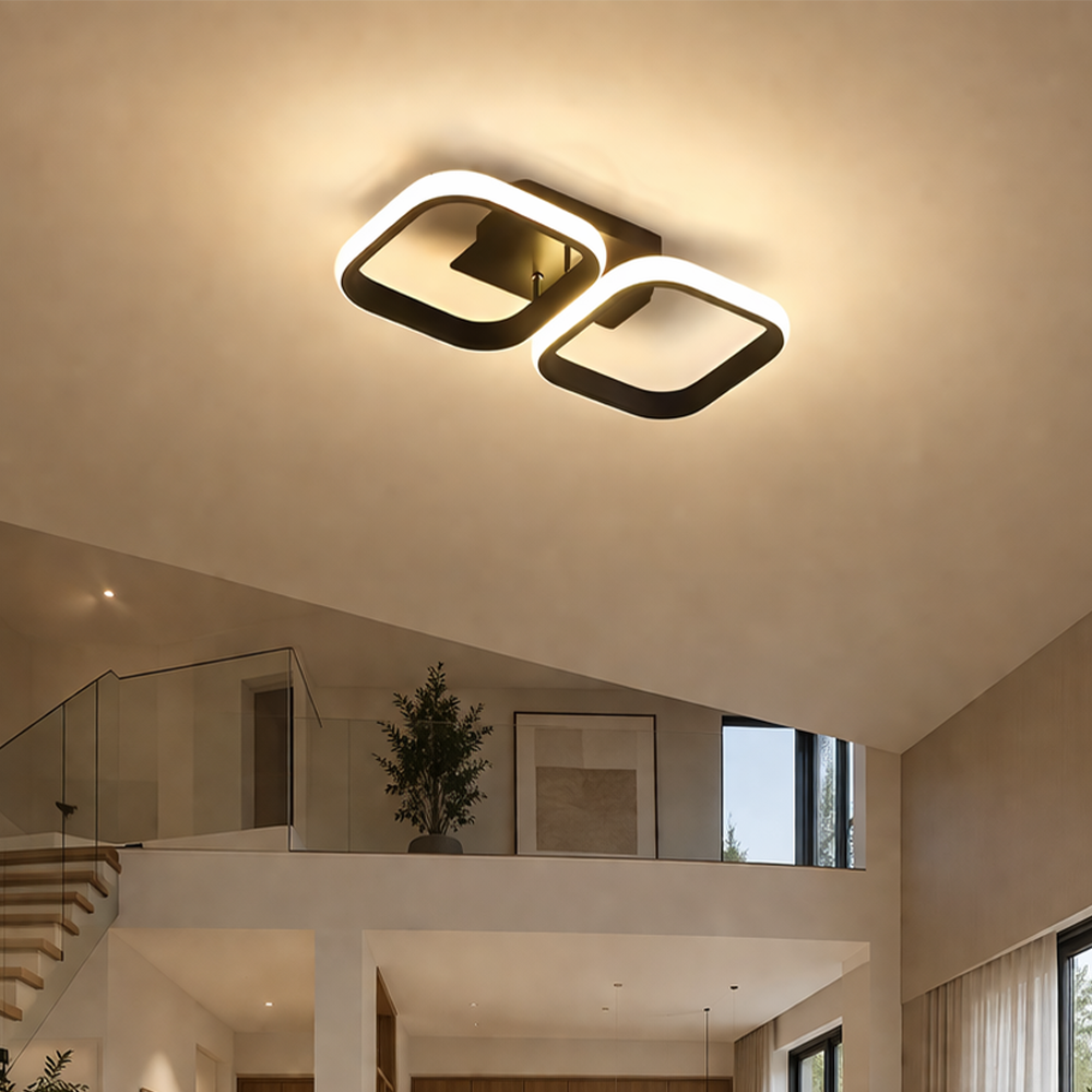 Lampadario LED VERTEX 21W, 2 Quadrati, Lineare, Luce Fredda/Calda/Neutra, Nero Lampadari LED Titolo predefinito Alessandro Design