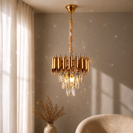 Lampadario in cristallo VERSAILLES Petito 3xE14, diametro 30 cm, oro, altezza regolabile, metallo e cristallo Lampadari in cristallo Titolo predefinito Alessandro Design