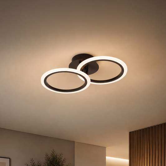 Lampadario LED con telecomando BETTY 27W, 2 Cerchi, Luce Fredda/Calda/Neutra, Dimmerabile, Nero Lampadari LED con Telecomando Titolo predefinito Alessandro Design