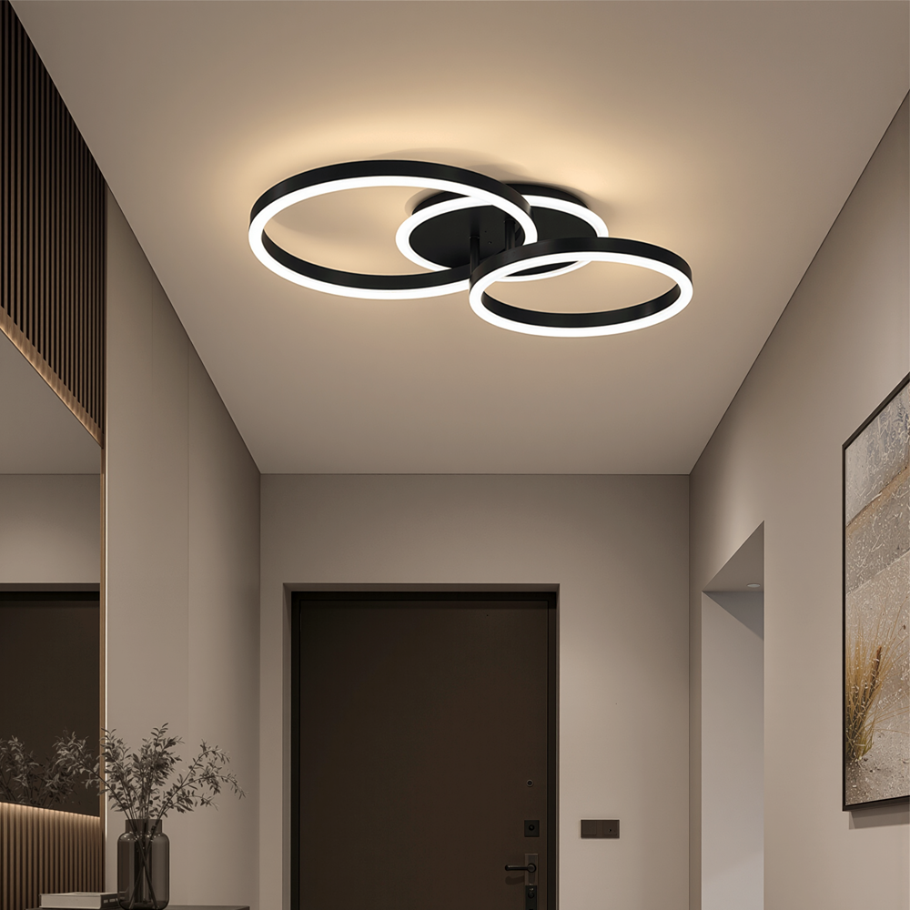 Lampadario LED con telecomando RINOVA 66W, 2 Cerchi, Luce Fredda/Calda/Neutra, Dimmerabile, Nero Lampadari LED con Telecomando Titolo predefinito Alessandro Design