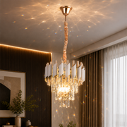 Lampadario di cristallo VERSAILLES Petito 3xE14, diametro 30 cm, oro lucido e bianco, altezza regolabile, metallo e cristallo Lampadari in cristallo Titolo predefinito Alessandro Design