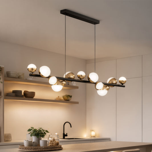 Lampadario a sospensione a LED Aurion 29W in acrilico con telecomando, dimmerabile, lampadari LED in oro nero, metallo e acrilico con telecomando Titolo predefinito Alessandro Design