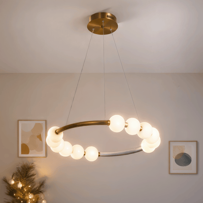 Lampadario sospeso Nova a LED in acrilico da 57W con telecomando, dimmerabile, 3000K/4000K/6000K, oro, metallo e acrilico