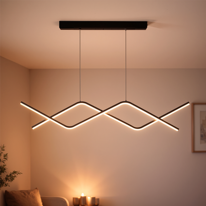 Lampadario LED a Sospensione con Telecomando ZIGZAG 27W, Luce Fredda/Calda/Neutra, Dimmerabile, Nero, Lampadari LED con Telecomando Titolo predefinito Alessandro Design