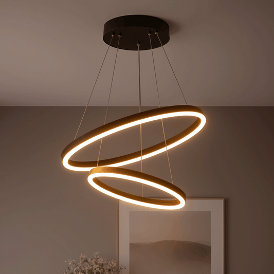 Lampadario LED a Sospensione con Telecomando CASIANA 40W, 2 Cerchi, Luce Fredda/Calda/Neutra 3000K/4000K/6000K, Dimmerabile, Nero, Altezza Regolabile, Lampadari LED in Metallo e Acrilico con Telecomando Titolo predefinito Alessandro Design