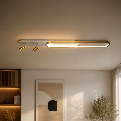 Lampadario LED con Proiettore Orientabile FISSO Camilla, 66W, Luce Fredda/Calda/Neutra, Oro Lucido