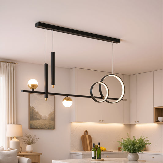 Lampadario LED a sospensione con telecomando DAMARA 44W, Luce Fredda/Calda/Neutra, Dimmerabile, Nero, Altezza Regolabile Lampadari LED con Telecomando Titolo predefinito Alessandro Design