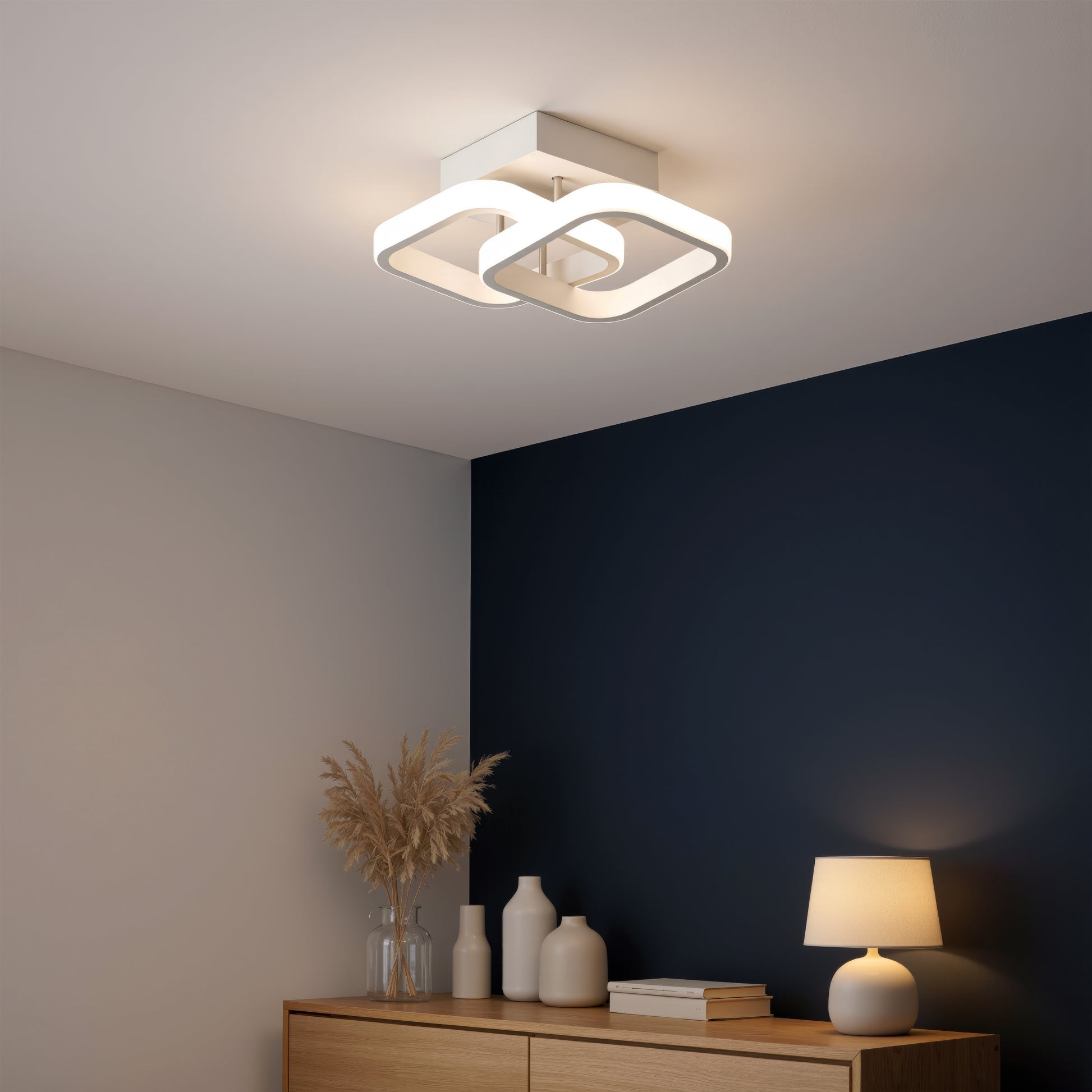 Lustra LED VERTEX Matrix, Romburi Suprapuse, Rame Metalice, 24W, 2 Romburi, Lumina Rece/Calda/Neutra 3000K/4000K/6000K, Alb Lustre LED Default Title Alessandro Design