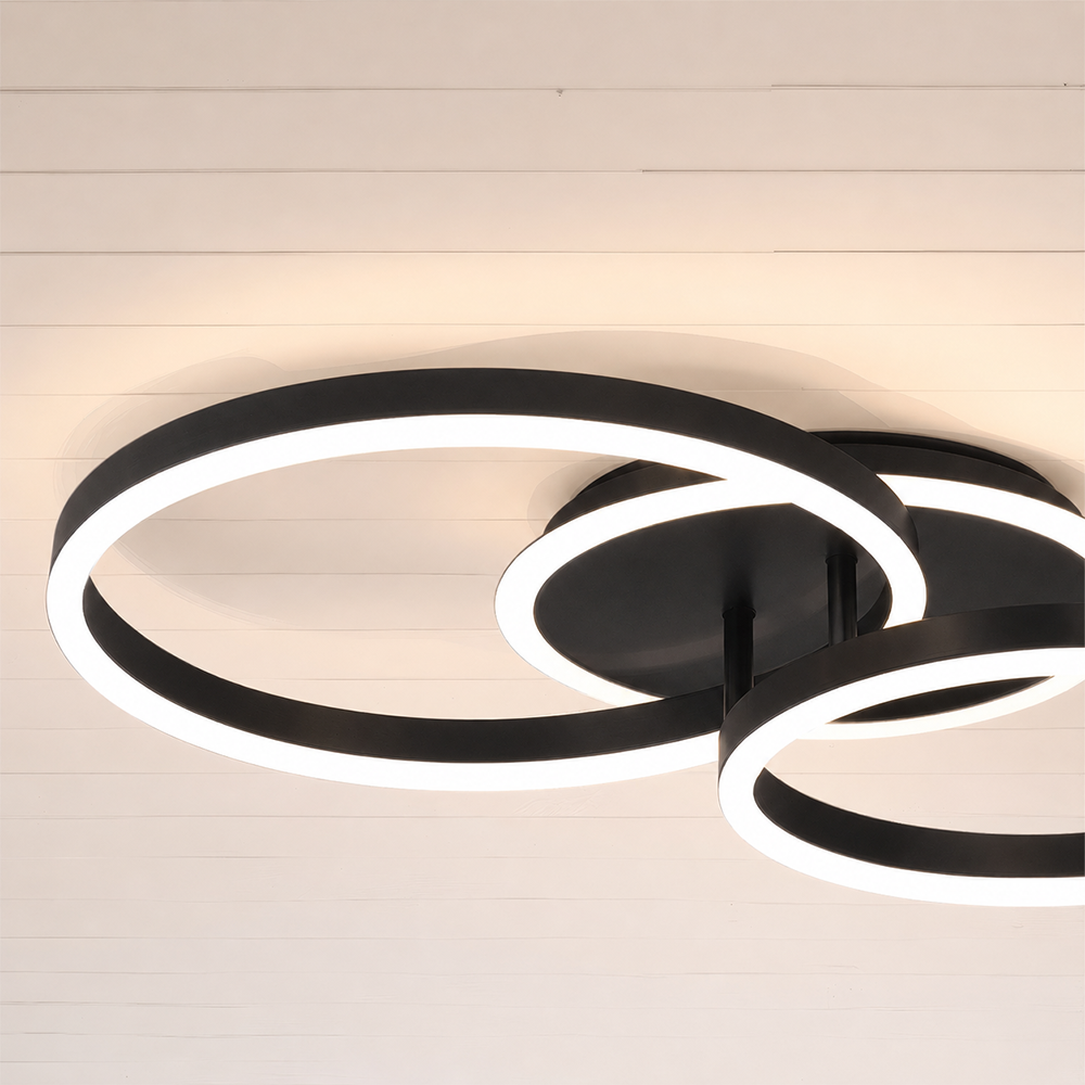 Lampadario LED con telecomando RINOVA 66W, 2 Cerchi, Luce Fredda/Calda/Neutra, Dimmerabile, Nero Lampadari LED con Telecomando Titolo predefinito Alessandro Design