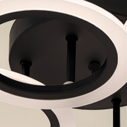 Lampadario LED con Telecomando BETTY 43W, 4 Cerchi, Luce Fredda/Calda/Neutra, Dimmerabile, Lampadari LED Neri con Telecomando Titolo predefinito Alessandro Design