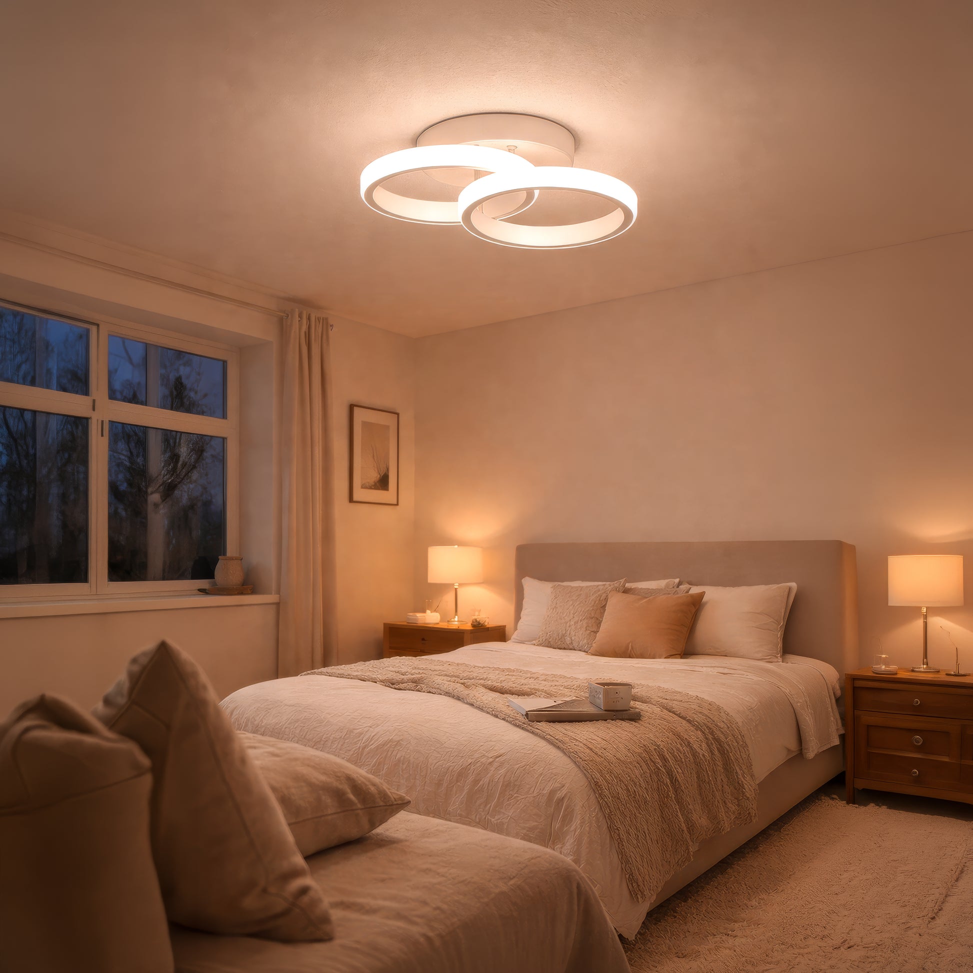 Lustra LED VERTEX CIRCULA 21W, 2 Cercuri, Rame Metalice, lumina Rece/Calda/Neutra, Alb Lustre LED Default Title Alessandro Design