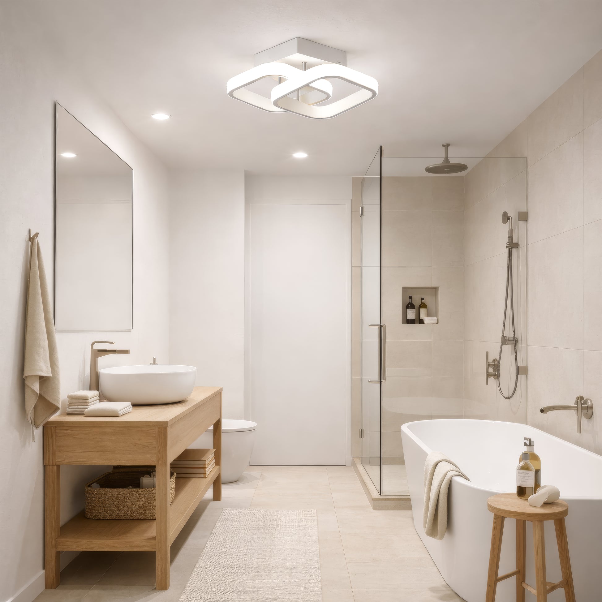 Lustra LED VERTEX Matrix, Romburi Suprapuse, Rame Metalice, 24W, 2 Romburi, Lumina Rece/Calda/Neutra 3000K/4000K/6000K, Alb Lustre LED Default Title Alessandro Design