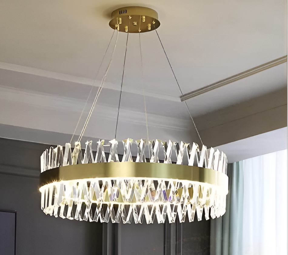 CASERTA Magno Lampadario LED con Telecomando, 68W, Dimmerabile, 3000K/4000K/6000K, Diametro 60cm, Lampadari in Cristallo Oro Titolo predefinito Alessandro Design