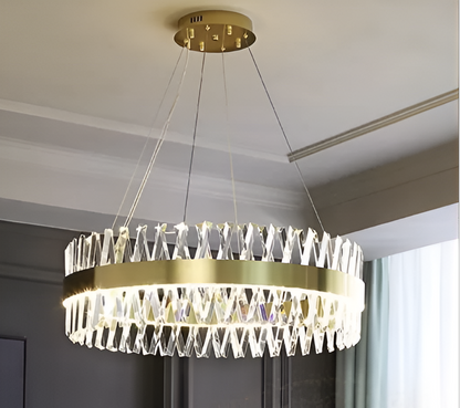 CASERTA Magno Lampadario LED con Telecomando, 68W, Dimmerabile, 3000K/4000K/6000K, Diametro 60cm, Lampadari in Cristallo Oro Titolo predefinito Alessandro Design