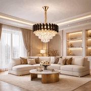 Candelabru Cristal VERSAILLES Nobile 5xE14, Diametru 40cm, Auriu Lucios si Negru Candelabre Cristal Default Title Alessandro Design