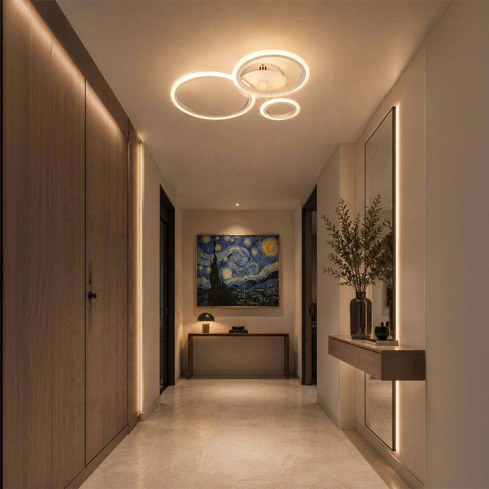 Lampadario LED con Telecomando BETTY 40W, 3 Cerchi, Luce Fredda/Calda/Neutra, Dimmerabile, Bianco, Metallo e Acrilico Lampadari LED con Telecomando Titolo predefinito Alessandro Design