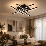 Lustra LED cu Telecomanda LINEX, 81W, 6 Elemente, Liniara, lumina Rece/Calda/Neutra, Dimabila, Negru Lustre LED cu Telecomanda Default Title Alessandro Design