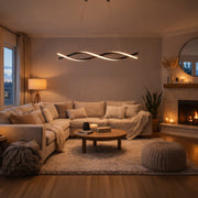 Lampadario LED a Sospensione con Telecomando, FLUX, 27W, 116cm, Luce Fredda/Calda/Neutra 3000K/4000K/6000K, Dimmerabile, Nero, Altezza Regolabile, Metallo e Silicone Lampadari Moderni Titolo predefinito Alessandro Design