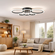 Lampadario LED con Telecomando BETTY 82W, 6 Cerchi, Luce Fredda/Calda/Neutra, Dimmerabile, Lampadari LED Neri con Telecomando Titolo predefinito Alessandro Design