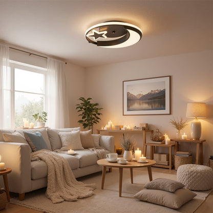 Lampadario a LED con telecomando ALYONA 44W, Luna e Stella, Luce Fredda/Calda/Neutra, Dimmerabile, Nero Lampadario a LED con telecomando Titolo predefinito Alessandro Design