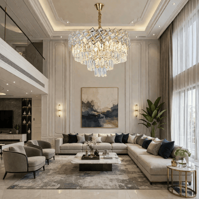 Lampadario in cristallo WINDSOR Eleganza 8x E14, diametro 39 cm, oro lucido, altezza regolabile, metallo e cristallo