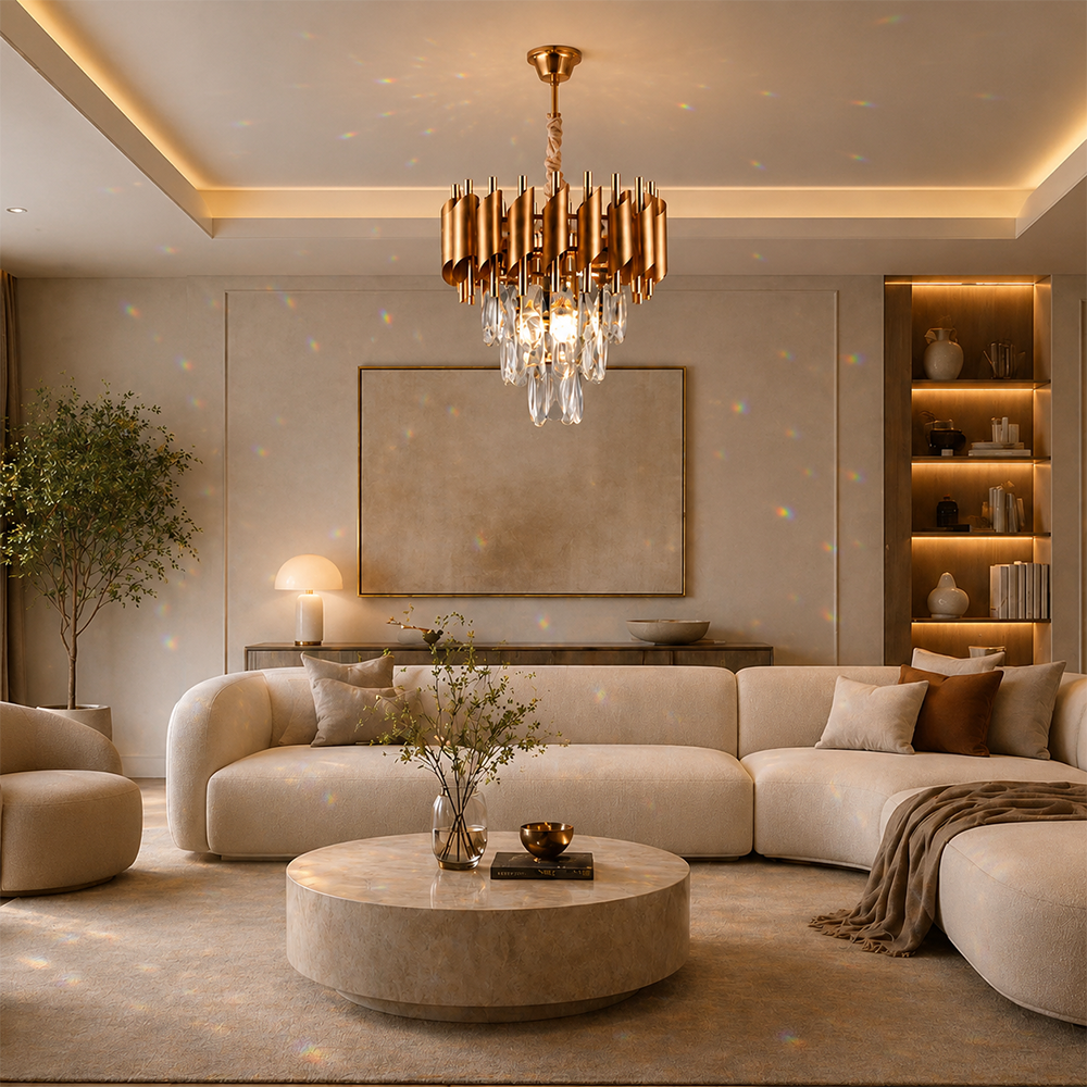 Lampadario in cristallo VERSAILLES Petito 3xE14, diametro 30 cm, oro, altezza regolabile, metallo e cristallo Lampadari in cristallo Titolo predefinito Alessandro Design