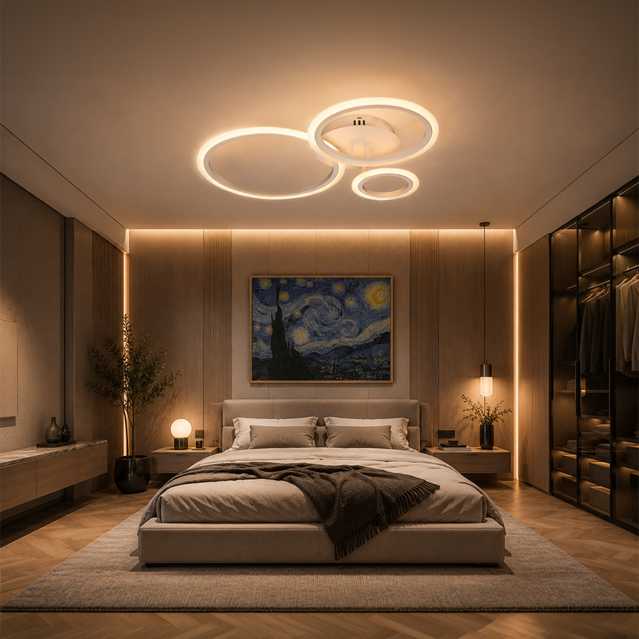 Lampadario LED con Telecomando BETTY 40W, 3 Cerchi, Luce Fredda/Calda/Neutra, Dimmerabile, Bianco, Metallo e Acrilico Lampadari LED con Telecomando Titolo predefinito Alessandro Design