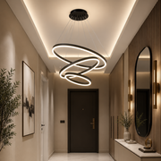 Lampadario LED a Sospensione con Telecomando CASIANA 85W, 3 Cerchi, Luce Fredda/Calda/Neutra, Dimmerabile, Nero, Lampadari LED con Telecomando Titolo Default Alessandro Design