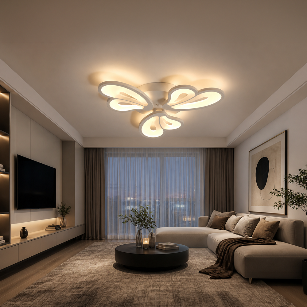 Lampadario a LED con telecomando BLOSSOM 40W, 3 Petali, Luce Fredda/Calda/Neutra, Dimmerabile, Lampadario a LED Bianco con telecomando Titolo predefinito Alessandro Design