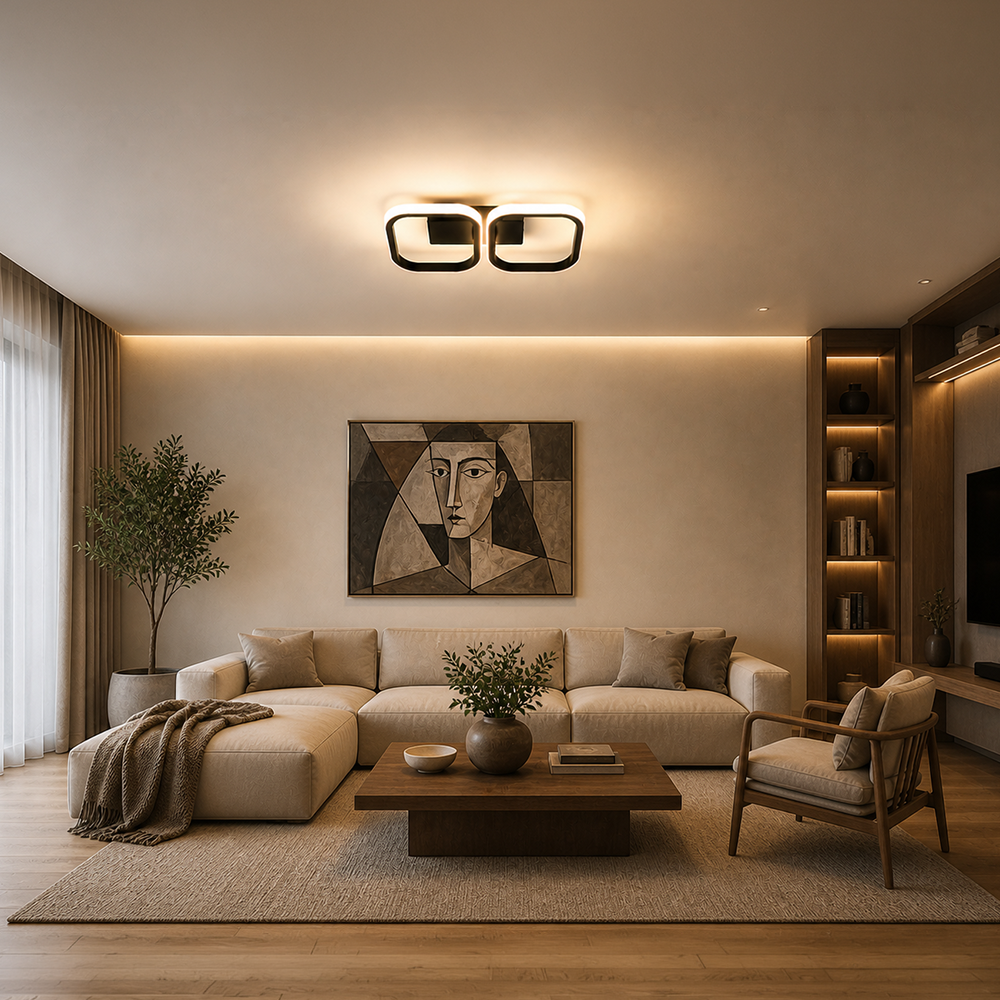 Lampadario LED VERTEX 21W, 2 Quadrati, Lineare, Luce Fredda/Calda/Neutra, Nero Lampadari LED Titolo predefinito Alessandro Design