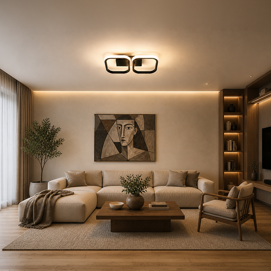 Lampadario LED VERTEX 21W, 2 Quadrati, Lineare, Luce Fredda/Calda/Neutra, Nero Lampadari LED Titolo predefinito Alessandro Design