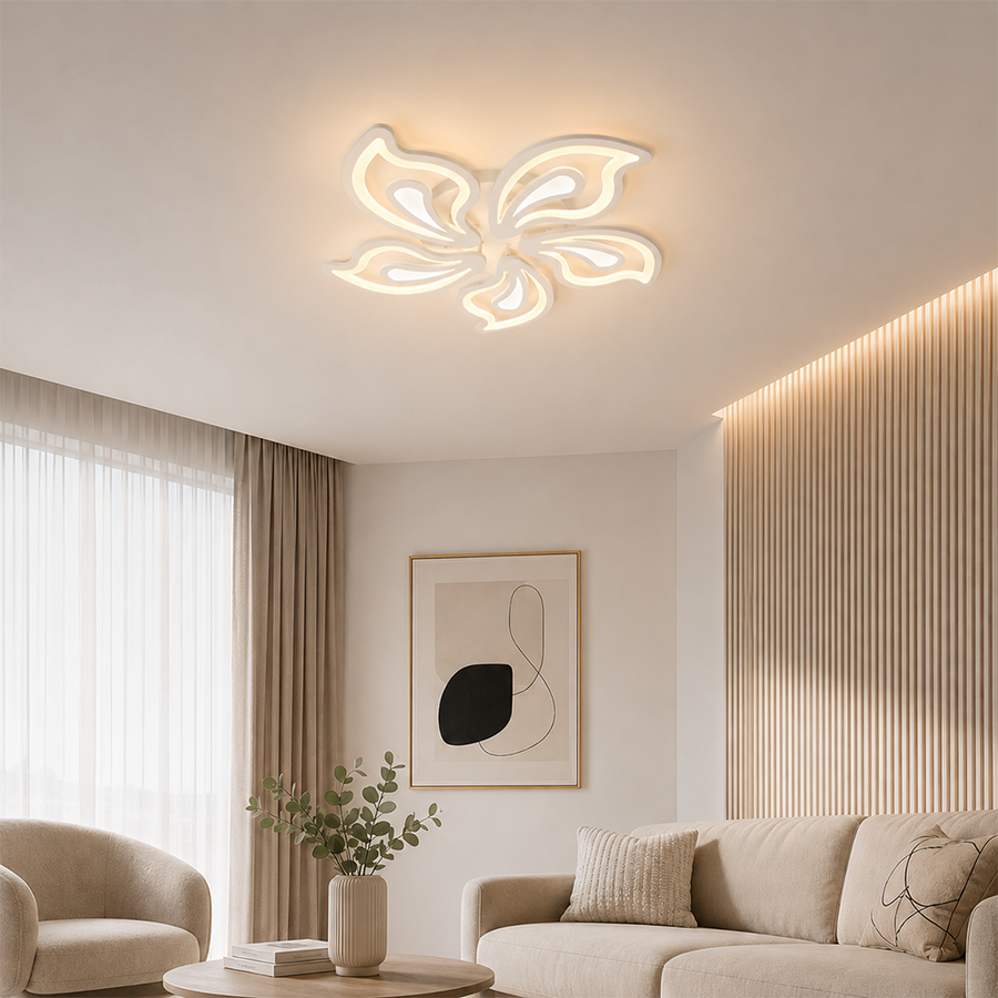 Lustra LED cu telecomanda LILY 86W, 5 Elemente, lumina Rece/Calda/Neutra, Dimabila, Alb Lustre LED cu Telecomanda Default Title Alessandro Design