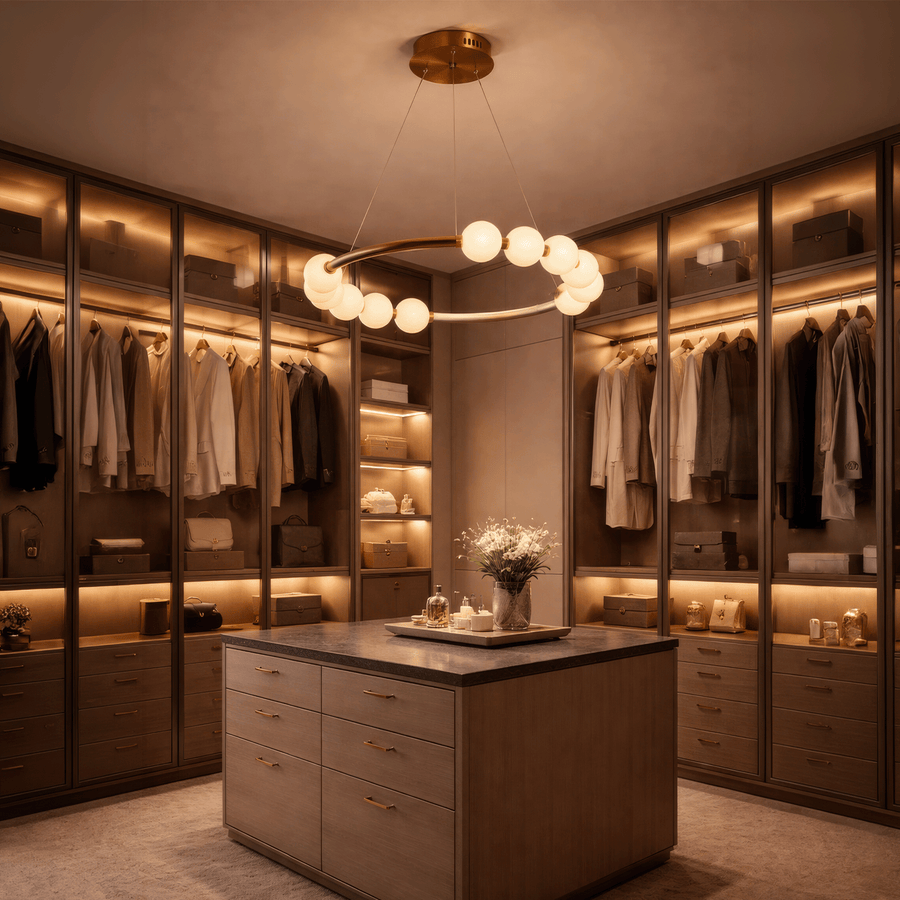 Lampada a Sospensione LED in Acrilico Nova 57W con Telecomando, Dimmerabile, 3000K/4000K/6000K, Lampadari LED in Oro, Metallo e Acrilico con Telecomando Titolo predefinito Alessandro Design