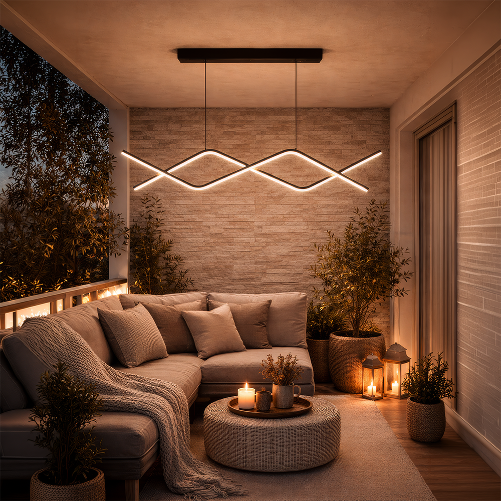 Lampadario LED a Sospensione con Telecomando ZIGZAG 27W, Luce Fredda/Calda/Neutra, Dimmerabile, Nero, Lampadari LED con Telecomando Titolo predefinito Alessandro Design