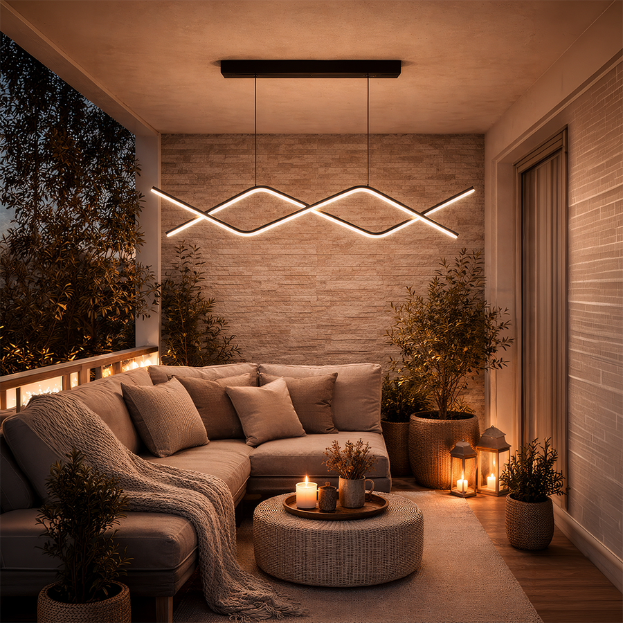 Lampadario LED a Sospensione con Telecomando ZIGZAG 27W, Luce Fredda/Calda/Neutra, Dimmerabile, Nero, Lampadari LED con Telecomando Titolo predefinito Alessandro Design