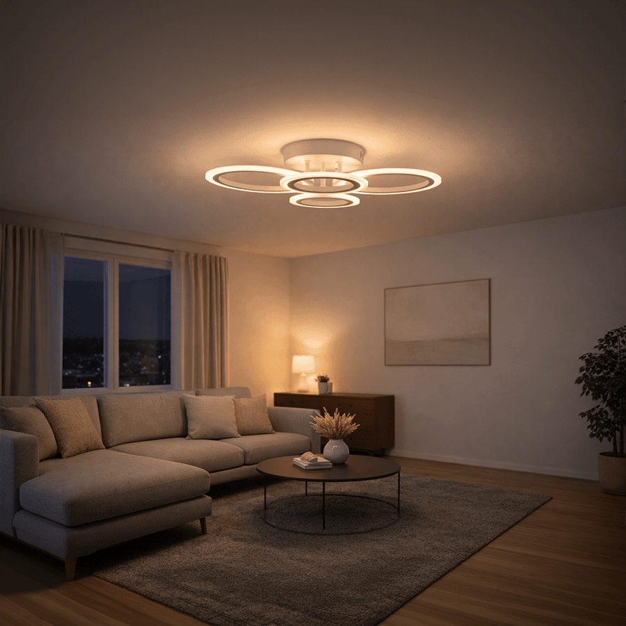 Lustra LED cu telecomanda BETTY 43W, 4 Cercuri, lumina Rece/Calda/Neutra, Dimabila, Alb Lustre LED cu Telecomanda Default Title Alessandro Design