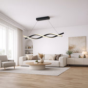 Lampadario LED a Sospensione con Telecomando, FLUX, 27W, 116cm, Luce Fredda/Calda/Neutra 3000K/4000K/6000K, Dimmerabile, Nero, Altezza Regolabile, Metallo e Silicone Lampadari Moderni Titolo predefinito Alessandro Design