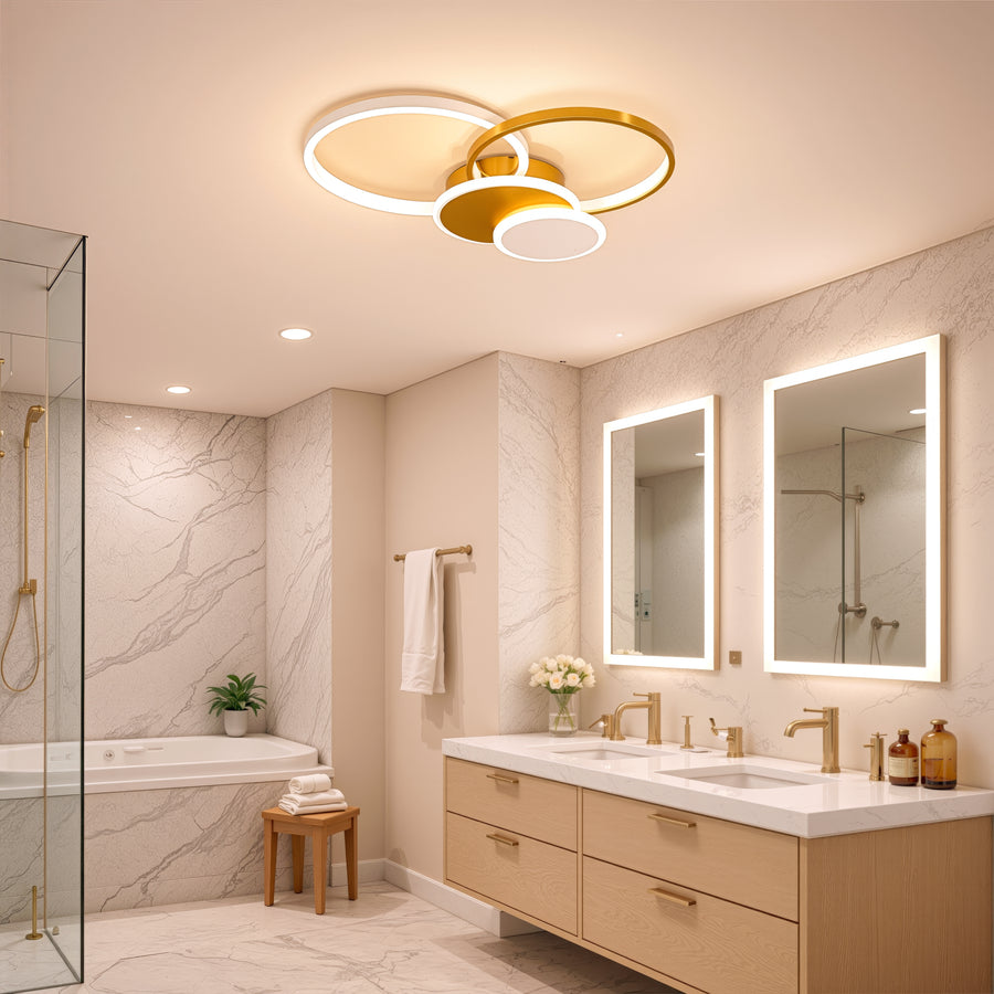 Lustra LED cu telecomanda KILLIAN 80W, 4 Cercuri, lumina Rece/Calda/Neutra, Dimabila, Auriu Lustre LED cu Telecomanda Default Title Alessandro Design