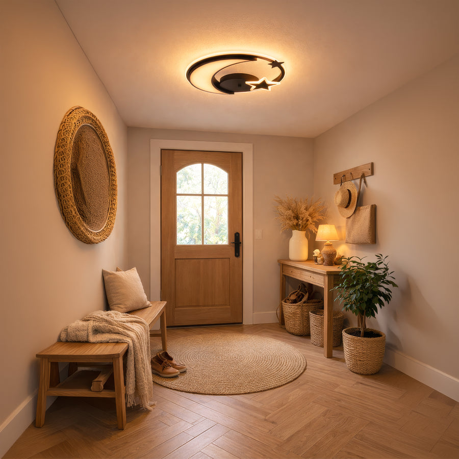Lampadario a LED con telecomando ALYONA 44W, Luna e Stella, Luce Fredda/Calda/Neutra, Dimmerabile, Nero Lampadario a LED con telecomando Titolo predefinito Alessandro Design